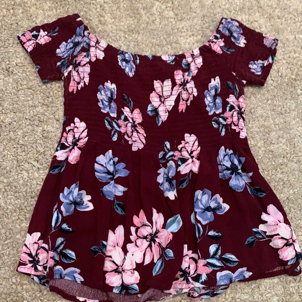 Kendall & Kylie off the shoulder floral blouse